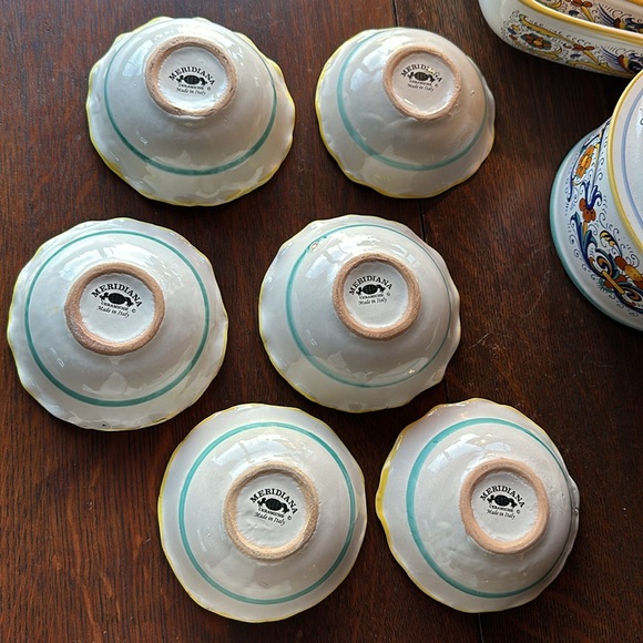🇮🇹Meridiana Ceramiche set of 6 small desert or nut bowls Scalloped edges Italy - Picture 7 of 16